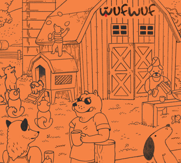 Cartoon of Wuf Wuf farm - farm dogs